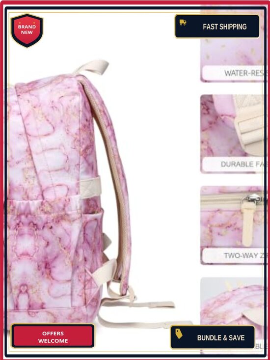 Large Water-Resistant School Backpack with Laptop Compartment